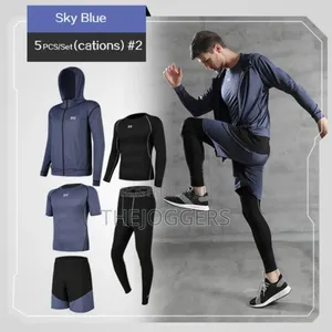 5 Pieces Complete Set Gym Wear For Men(S, M, L, Xl,2xl ,3xl)