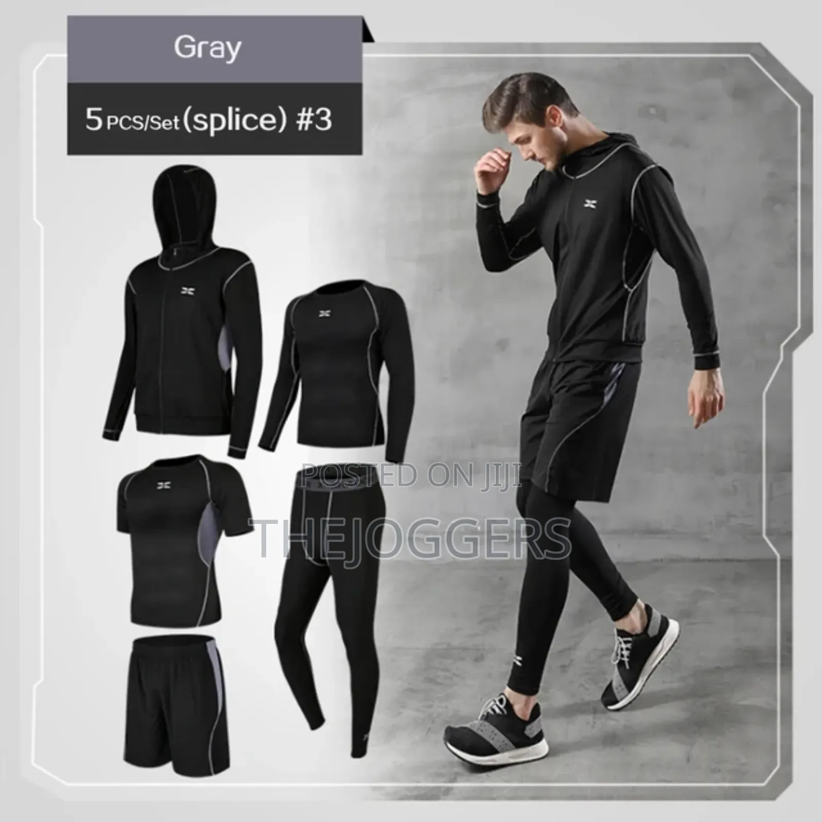 5 Pieces Complete Set Gym Wear For Men(S, M, L, Xl,2xl ,3xl)