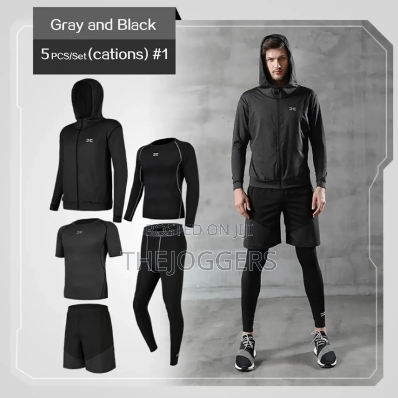 5 Pieces Complete Set Gym Wear For Men(S, M, L, Xl,2xl ,3xl)