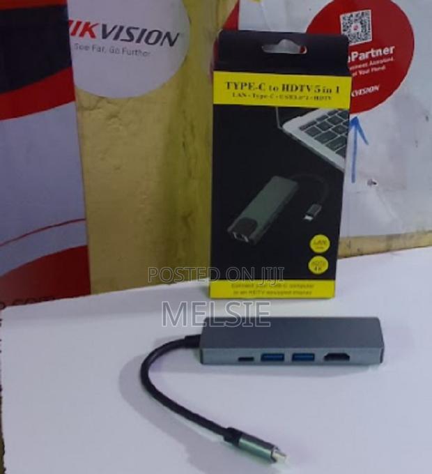 USB Type C 5 In1 to HDMI,Rj,Usb,Type C