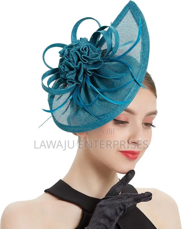 Peacock Blue Elegant Flower Fascinator - main view