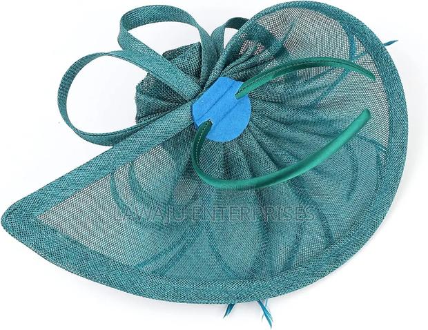 Peacock Blue Elegant Flower Fascinator - thumbnail 2