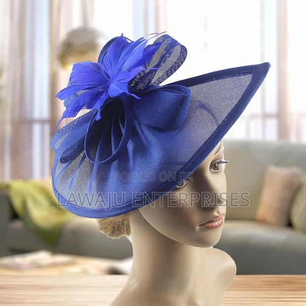 Royal Blue Elegant Flower Fascinator - main view