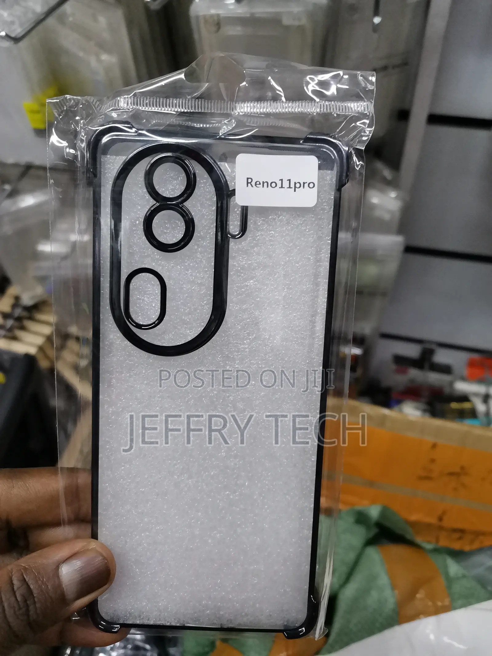 Clear Transparent Case for Oppo Reno 11 Pro , Black Bumper