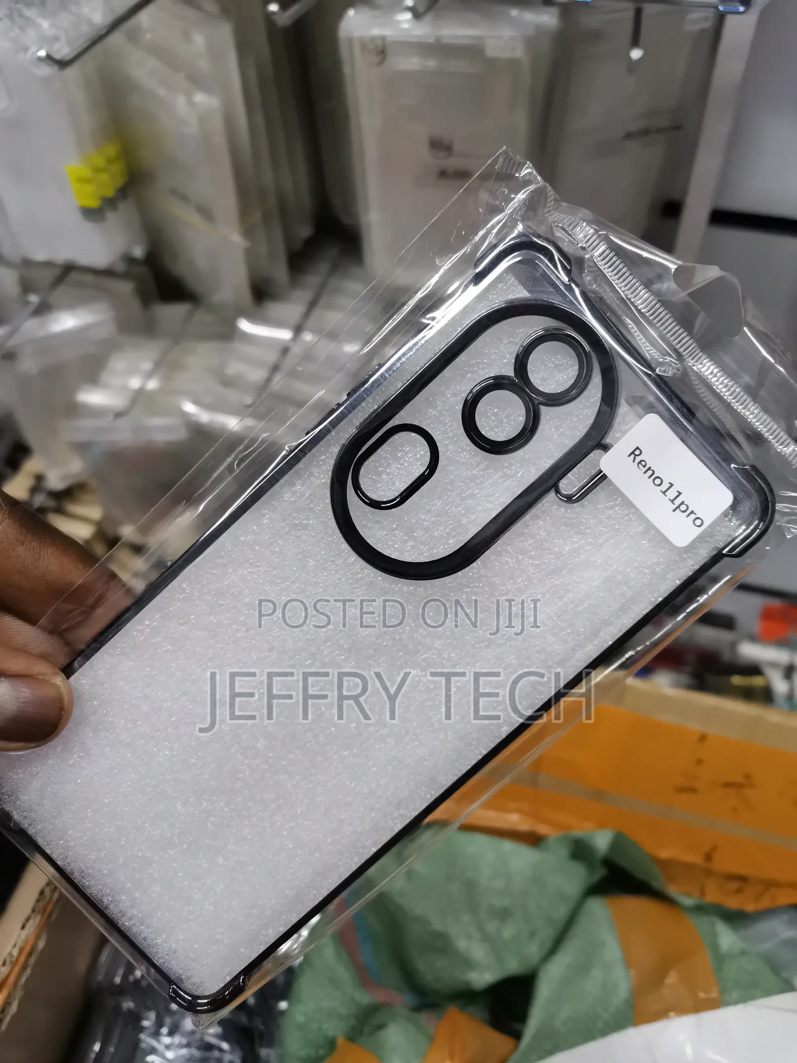 Clear Transparent Case for Oppo Reno 11 Pro , Black Bumper