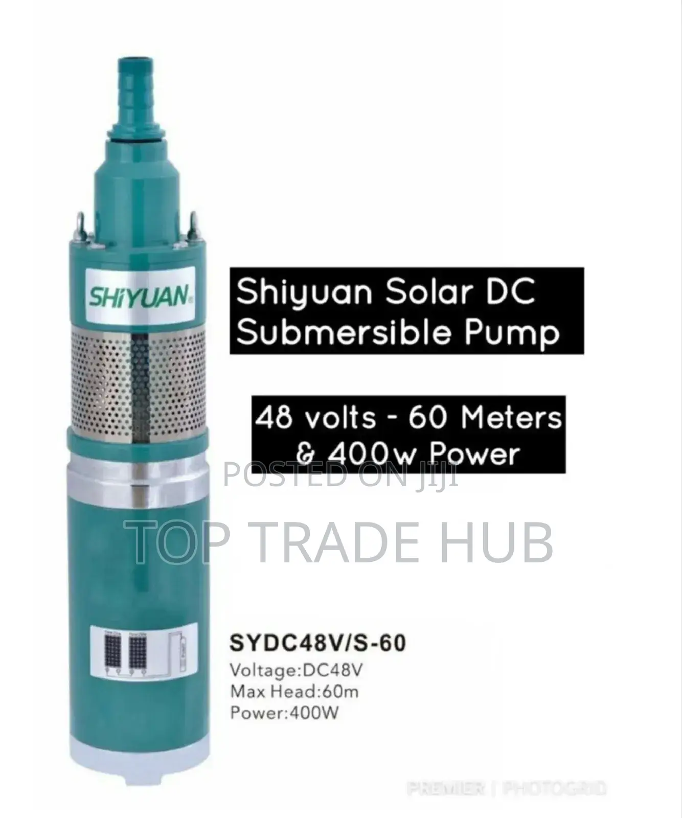 Shiyuan Solar DC Submersible Pump 48v 600w 60 Meter Head