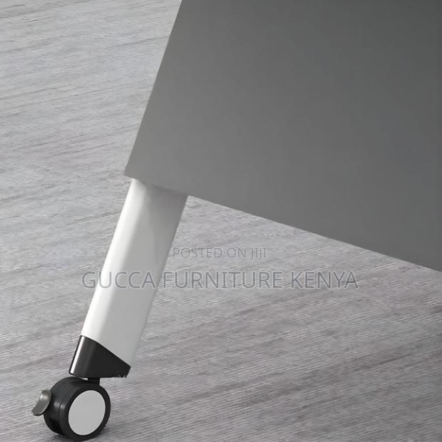 Office Tables: Modern White Foldable Desk With Steel Base - thumbnail 3