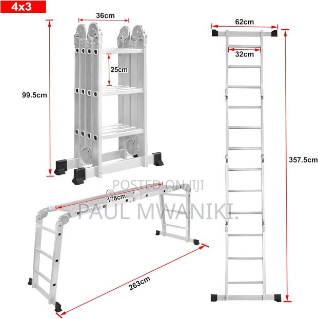 Multi-purpose Aluminium Ladder 4 X 3 Steps Folding Ladder