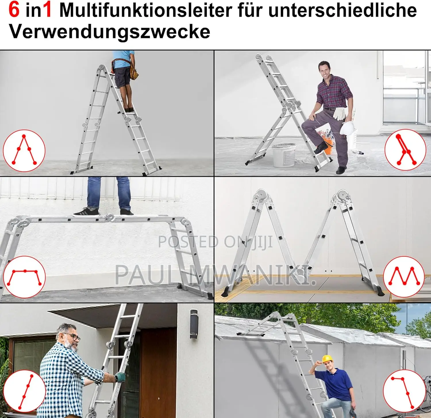 Multi-purpose Aluminium Ladder 4 X 3 Steps Folding Ladder