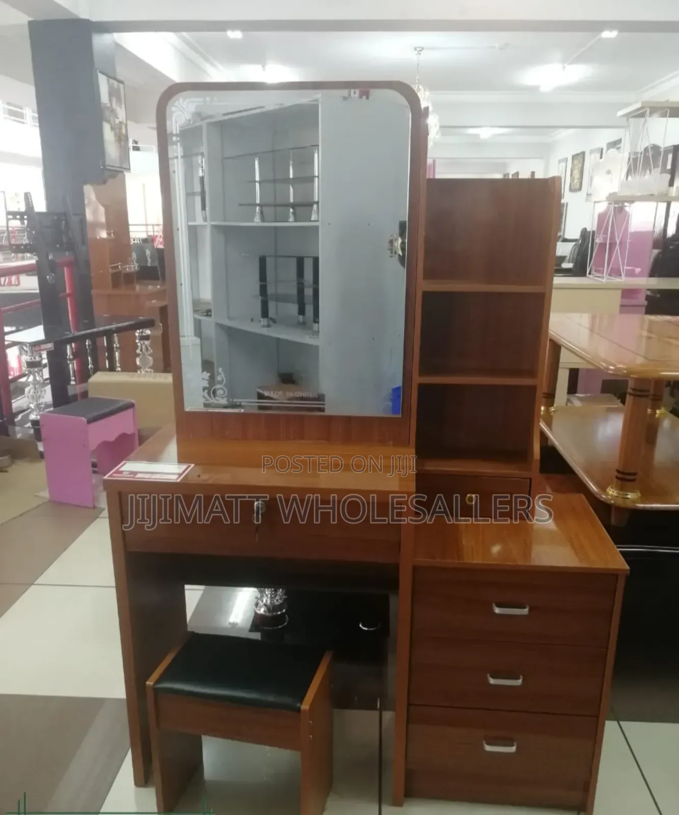 Dressing Table Colour Brown With Sliding Mirror.