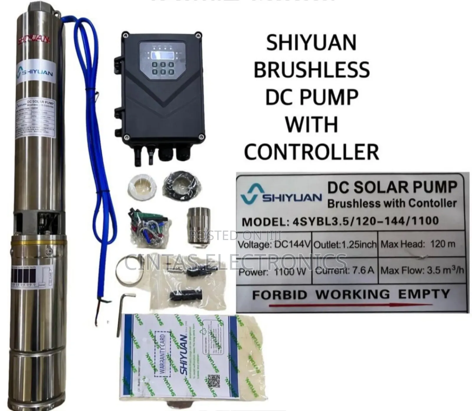 Shiyuan Brushless DC Solar Pump 120m,1100w