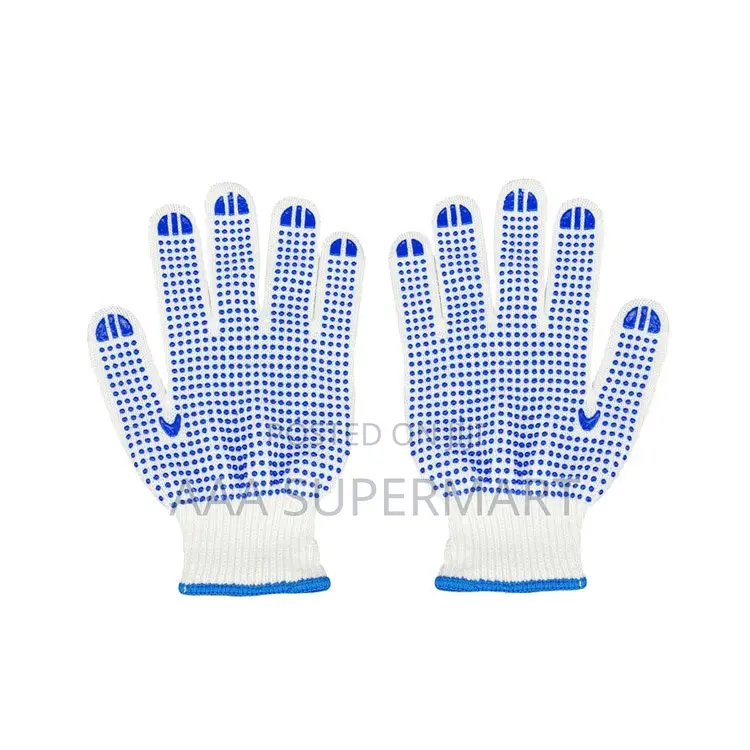 White PVC Dotted Cotton Gloves