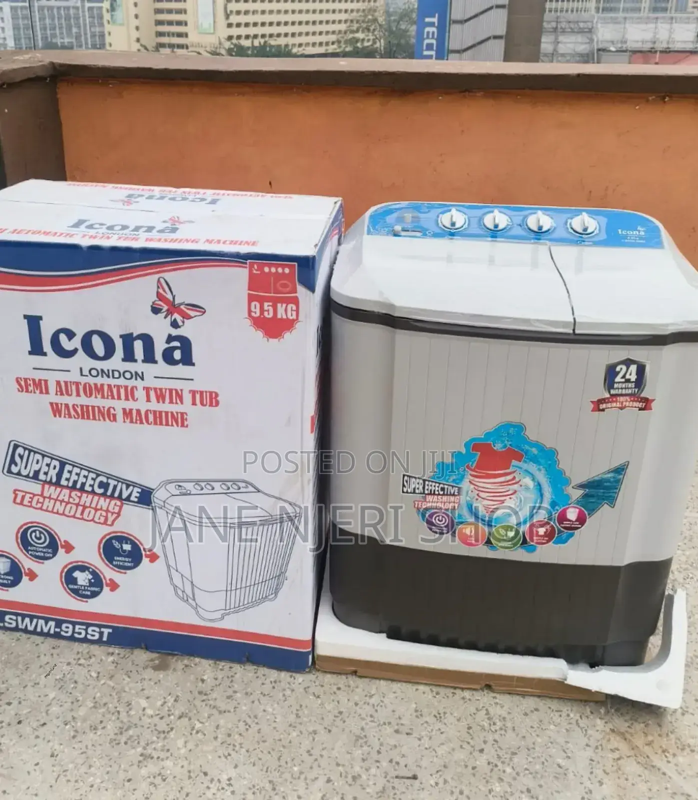 White 9.5kgs Icona Twin Tub Washing Machine LWM/9.5KG