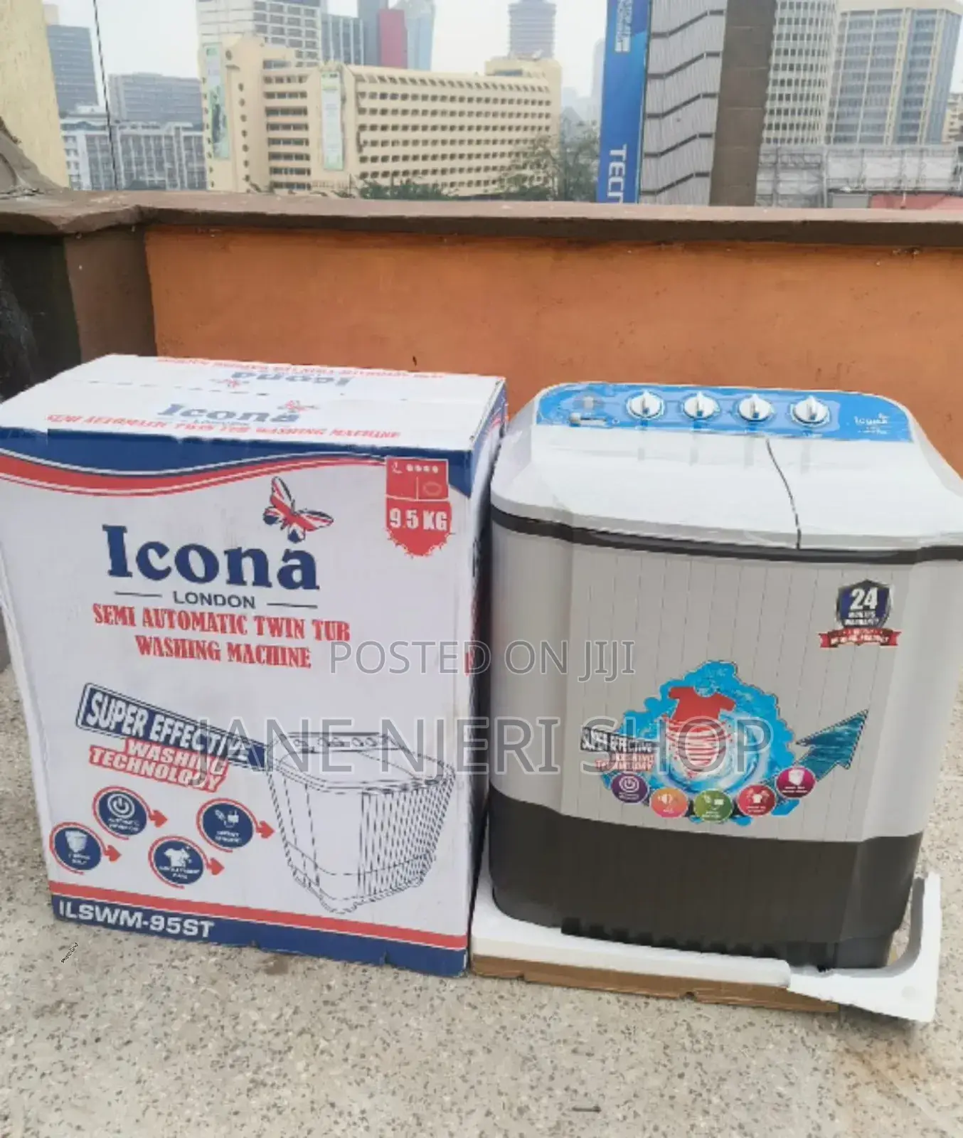White 9.5kgs Icona Washing Machine LWM/9.5kgf