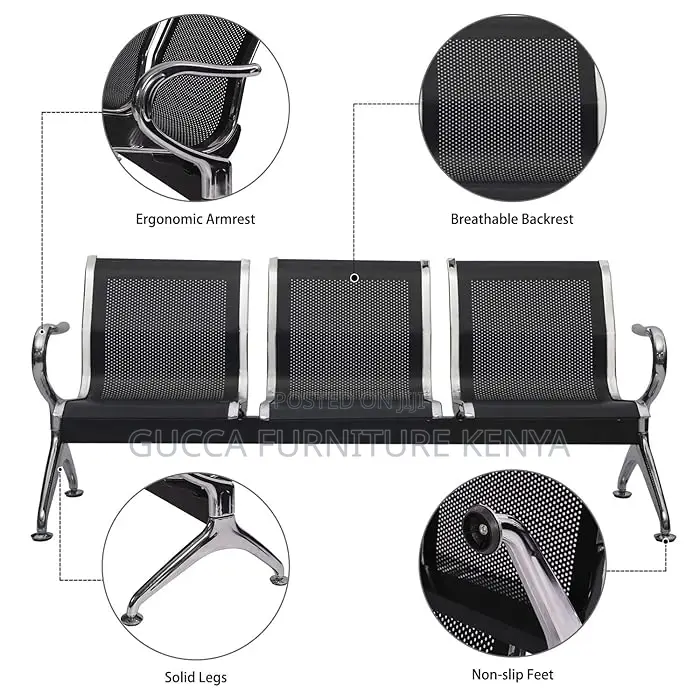 Office Chairs: Hospital 3-Link Waiting Bench With Arms
