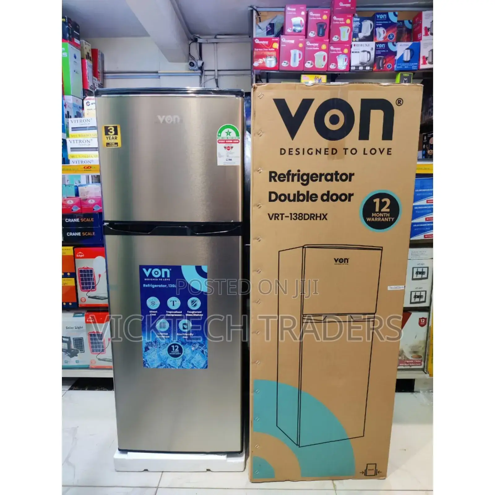 Von 138litres Double Door Refrigerator