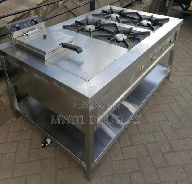 Hilarious Four Burner Stainless Combined Unit