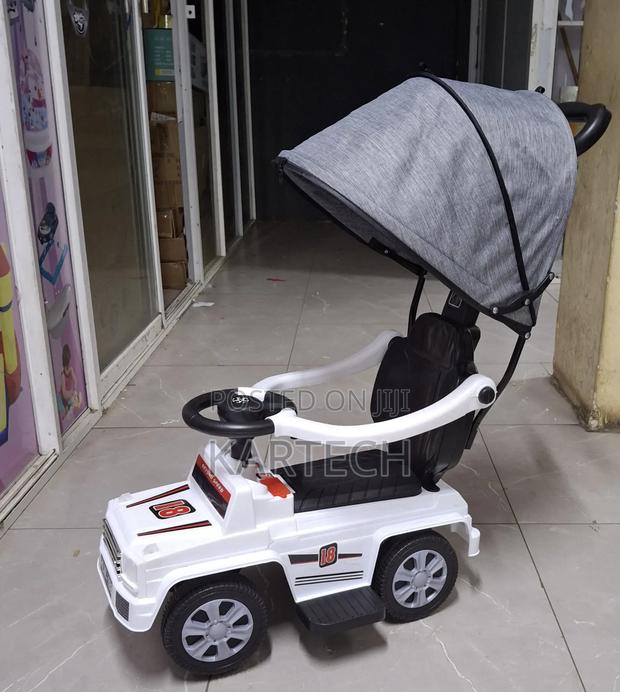 White Push Ride on Car With Canopy - main view