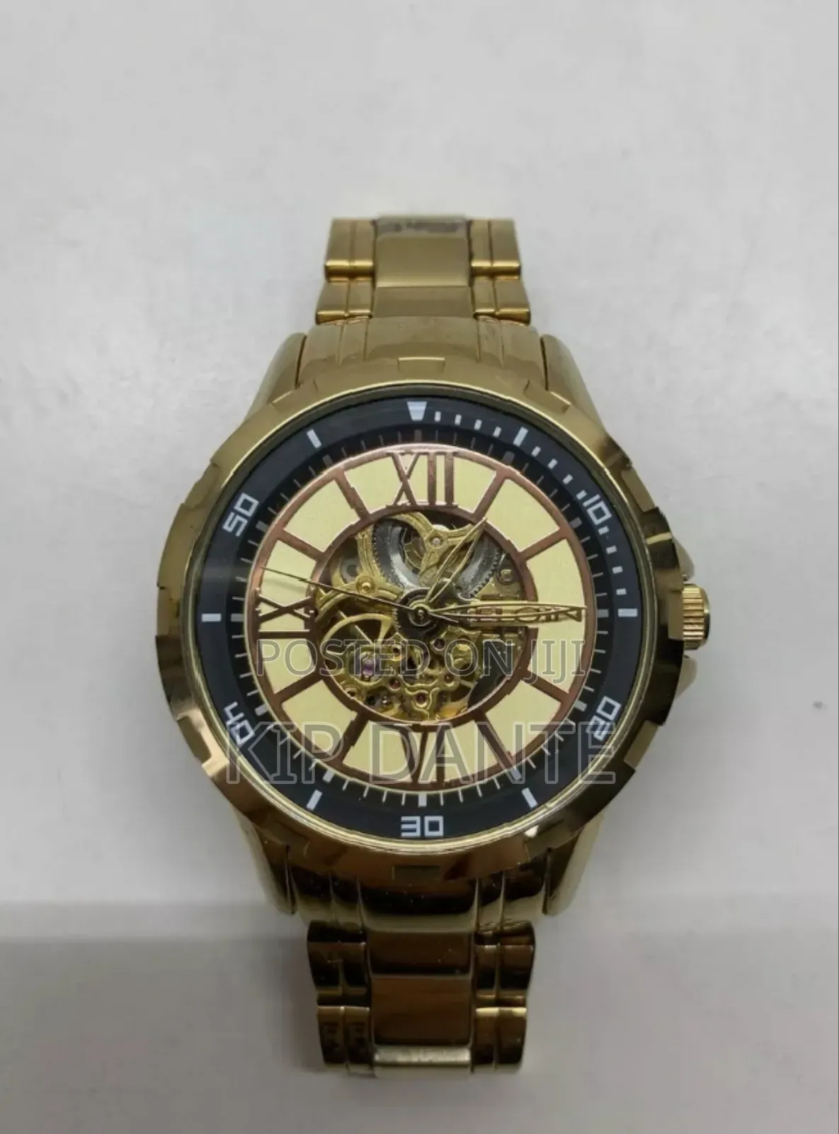 Elgin Auto Chronograph Skeleton Stainless Steel Watch