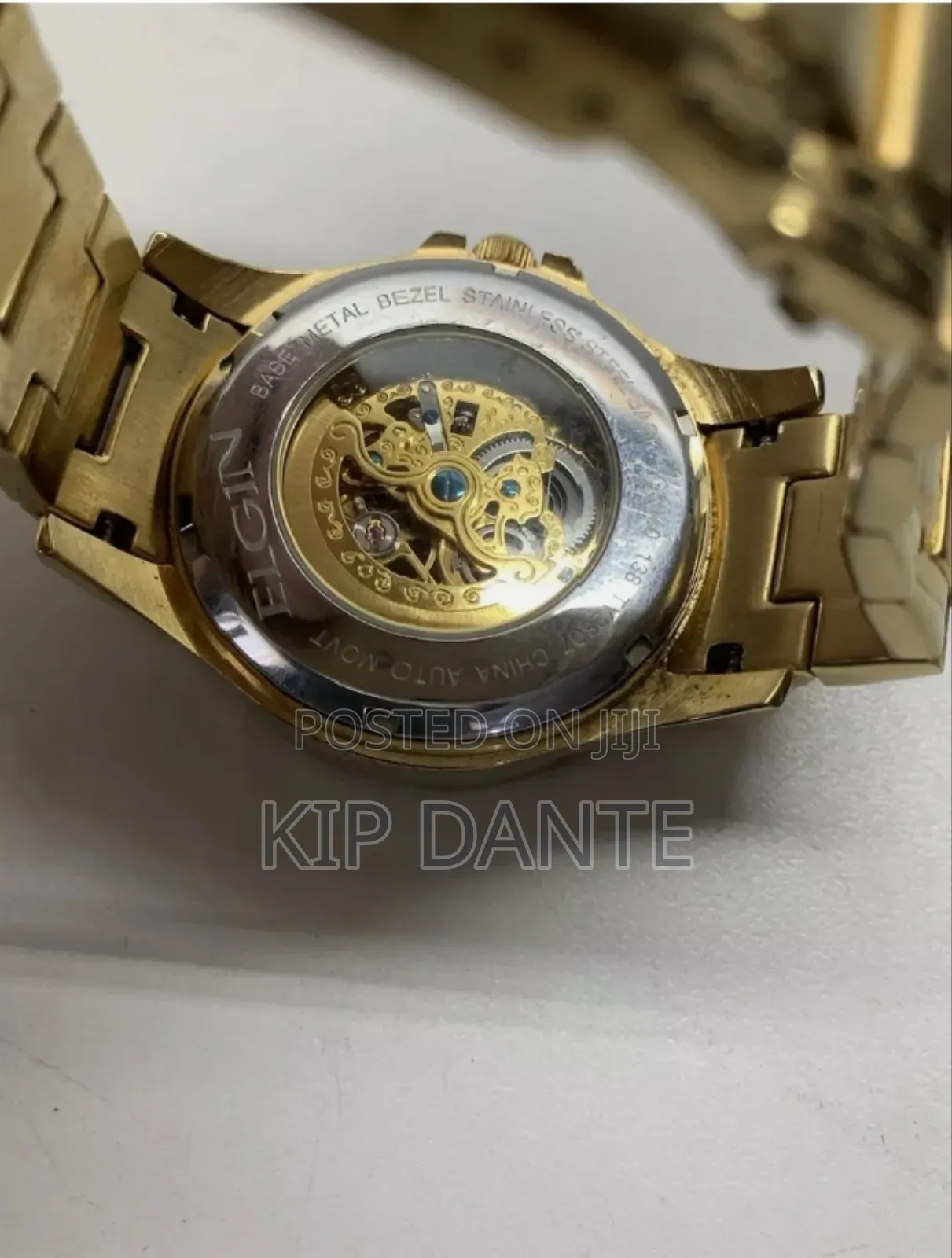 Elgin Auto Chronograph Skeleton Stainless Steel Watch