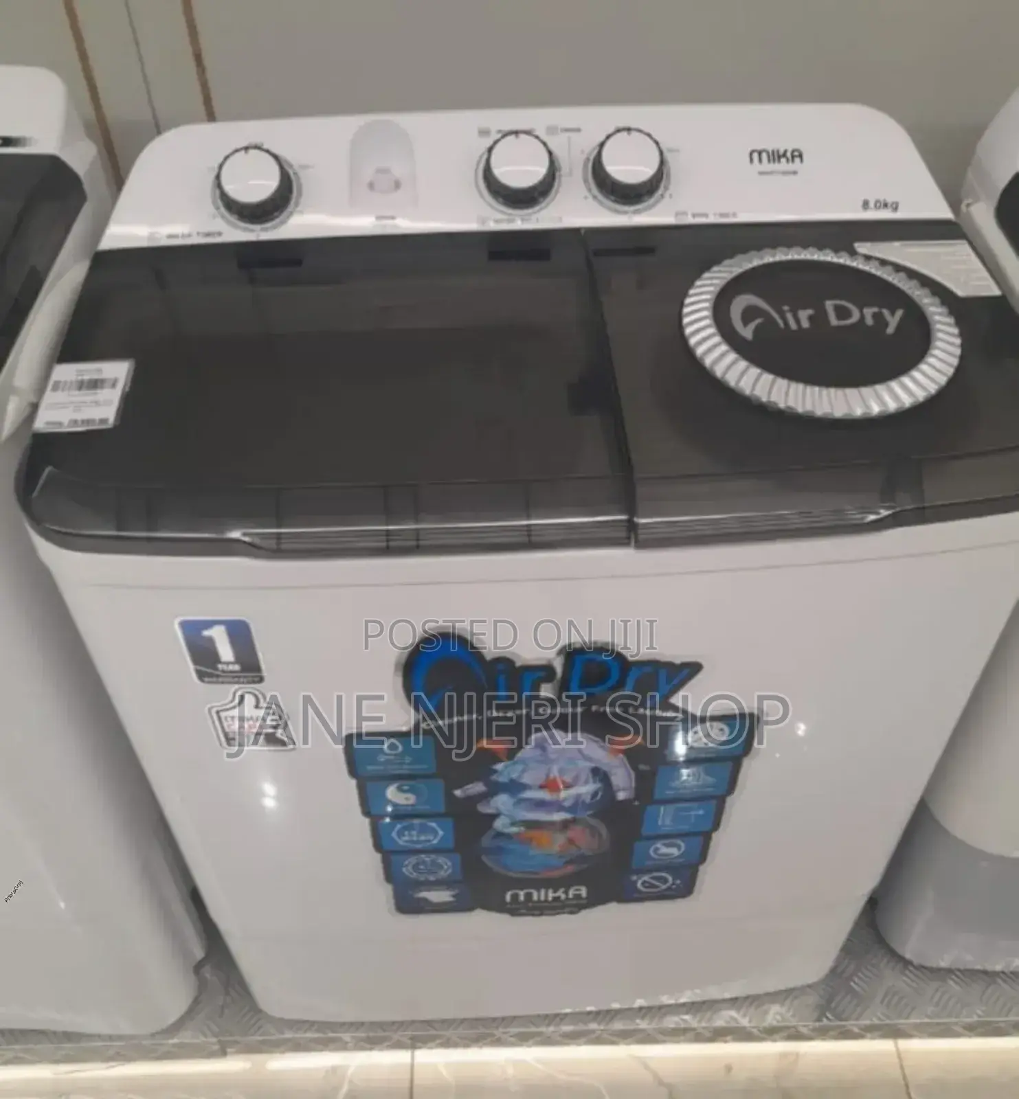 White Mika 8kgs Washing Machine M/Ka