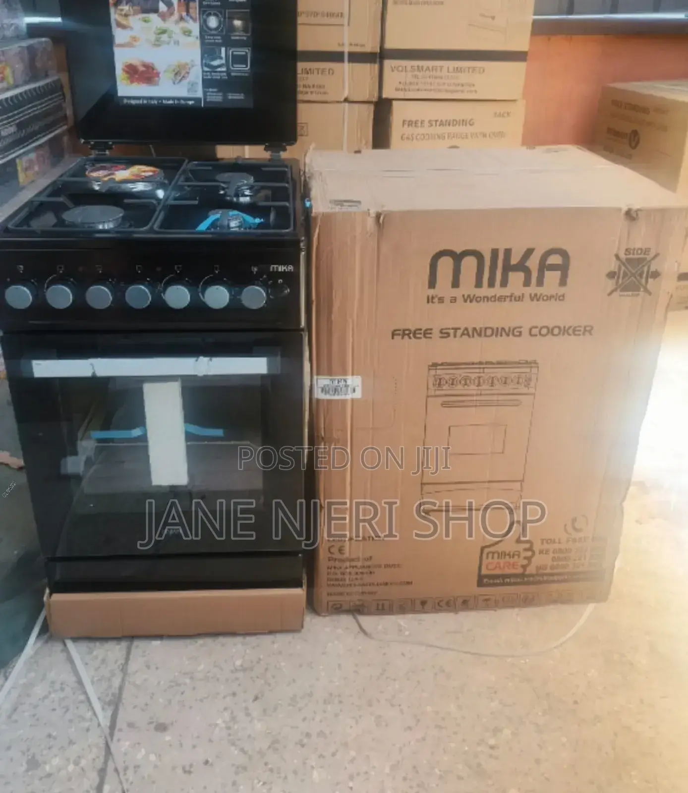 Black Mika 50*60 3gas+1electric Free Standing Cooker M/K-3g