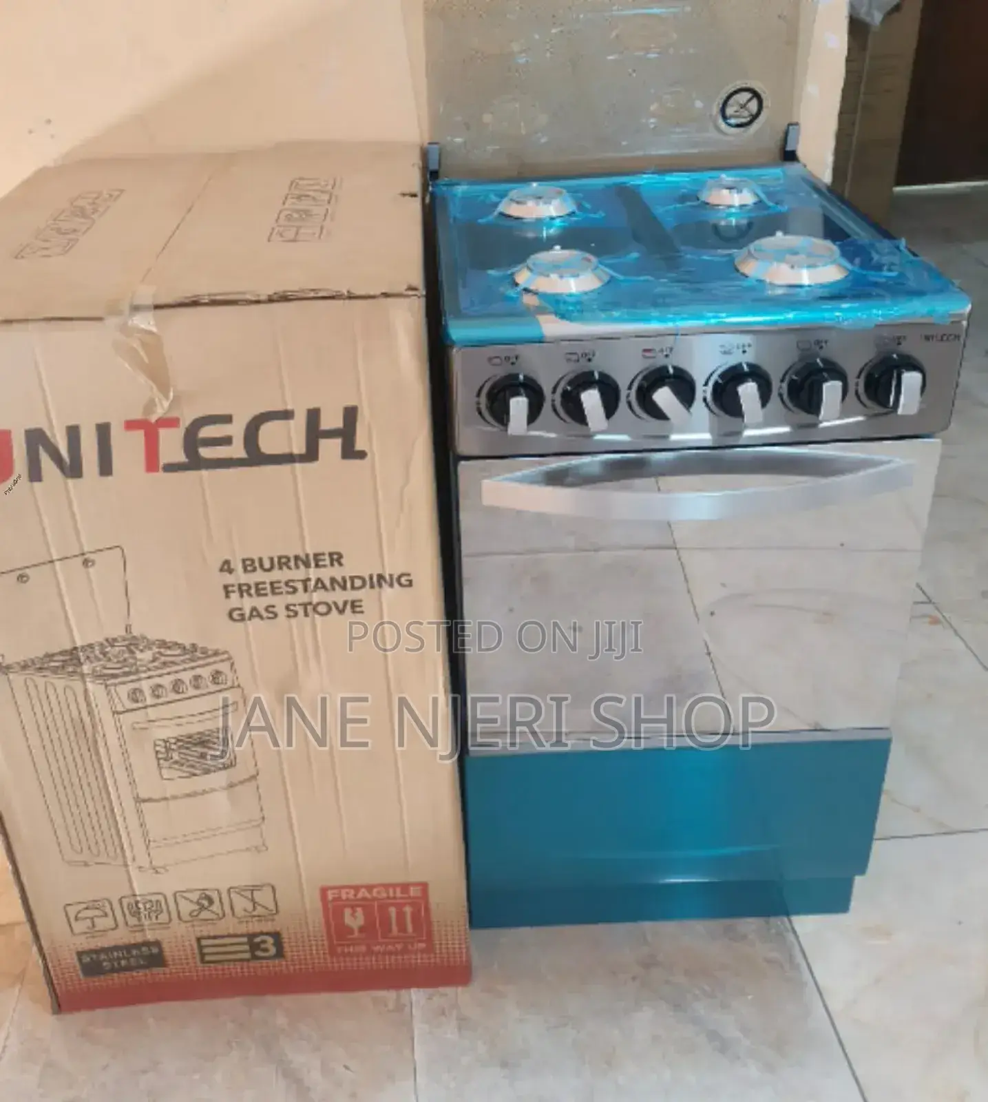 Silver 50*55 Unitech Full Gas Free Standing Gas Cooker