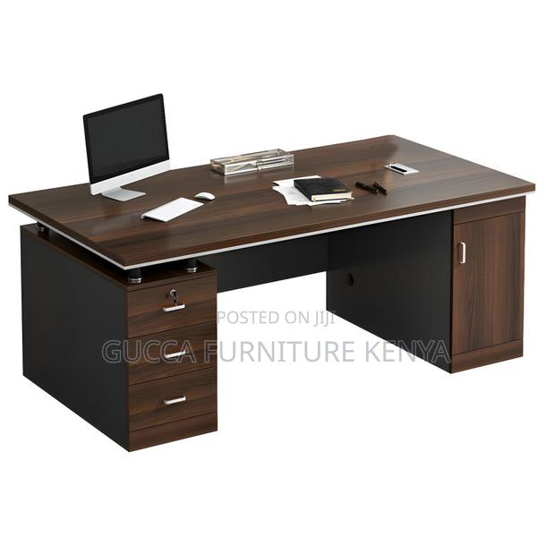 Office Tables:1.4 Meters Brown Wooden Executive Table - thumbnail 5