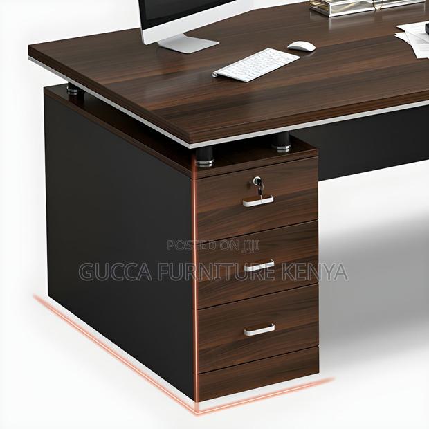 Office Tables:1.4 Meters Brown Wooden Executive Table - thumbnail 7