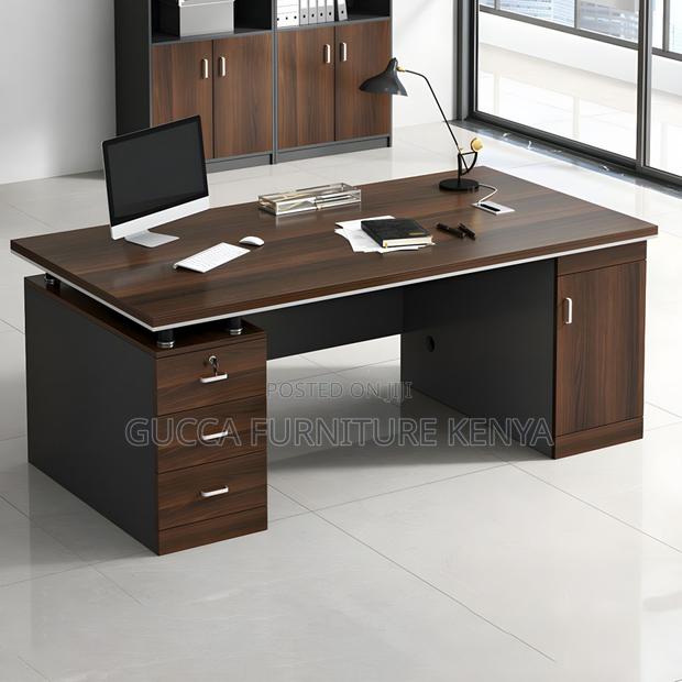 Office Tables:1.4 Meters Brown Wooden Executive Table - thumbnail 2