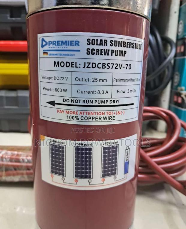 Premier Solar Submersible Water Pump 70m Max Head 600watts - thumbnail 2