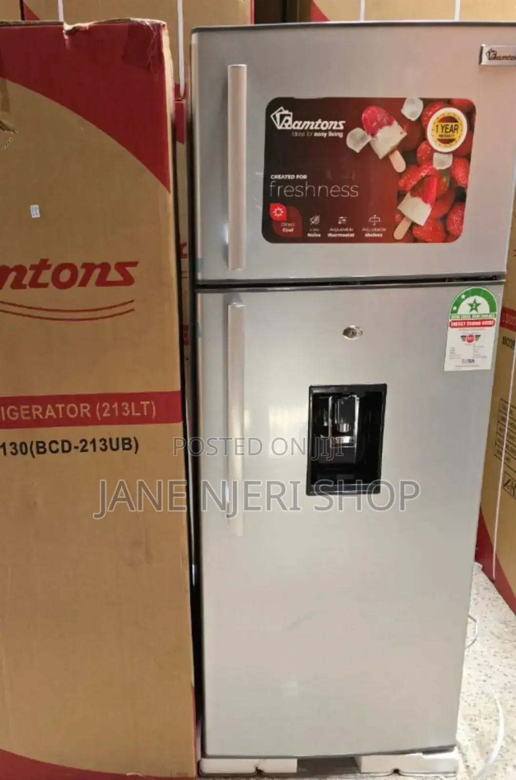 Ramtons RF/130- 213L 2 Door Direct Cool Fridge+ Dispenser RT