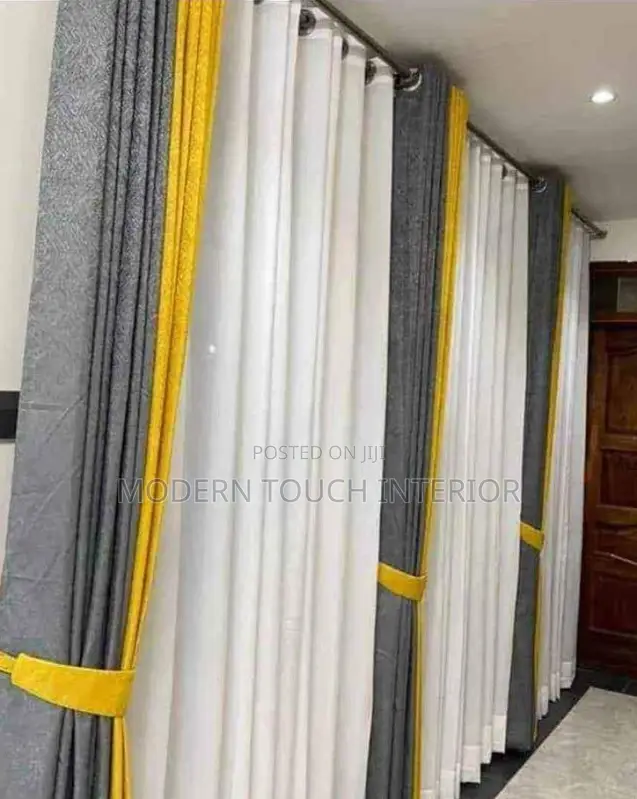 Elegant Mustard and Grey Curtains