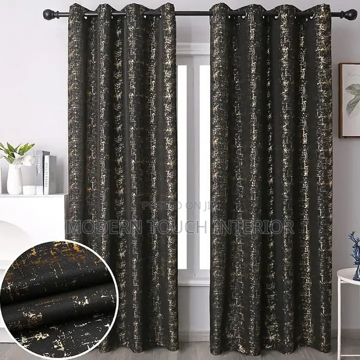 Black Goldish Printed Curtains