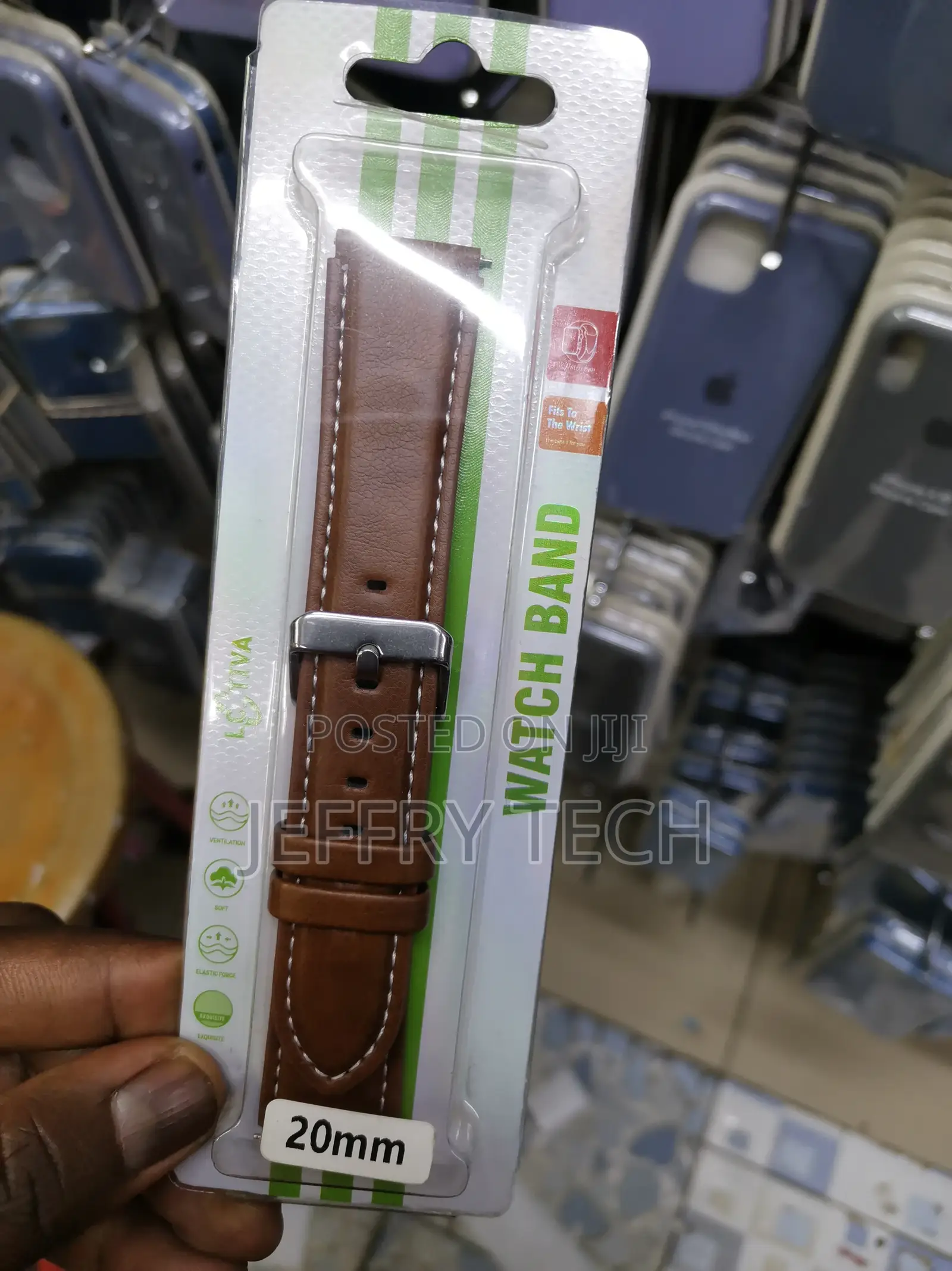 Leather Watch Bands for Men Watch Strap 20mm-Brown