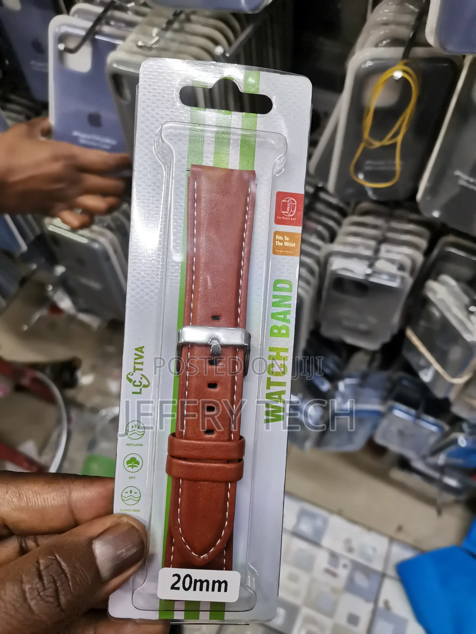 Leather Watch Band Strap - Choice of Width - 20mm-Brown