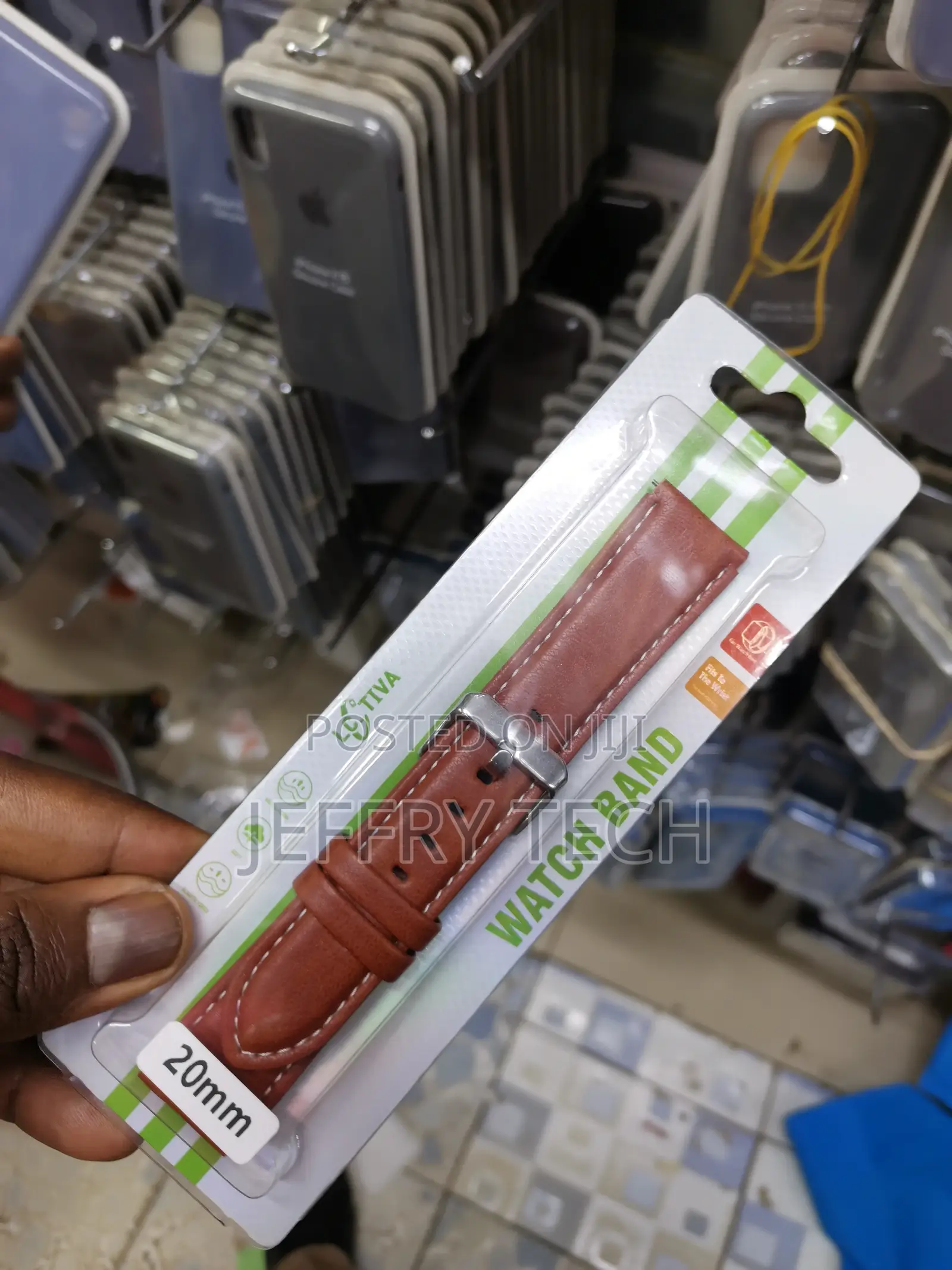 Leather Watch Band Strap - Choice of Width - 20mm-Brown