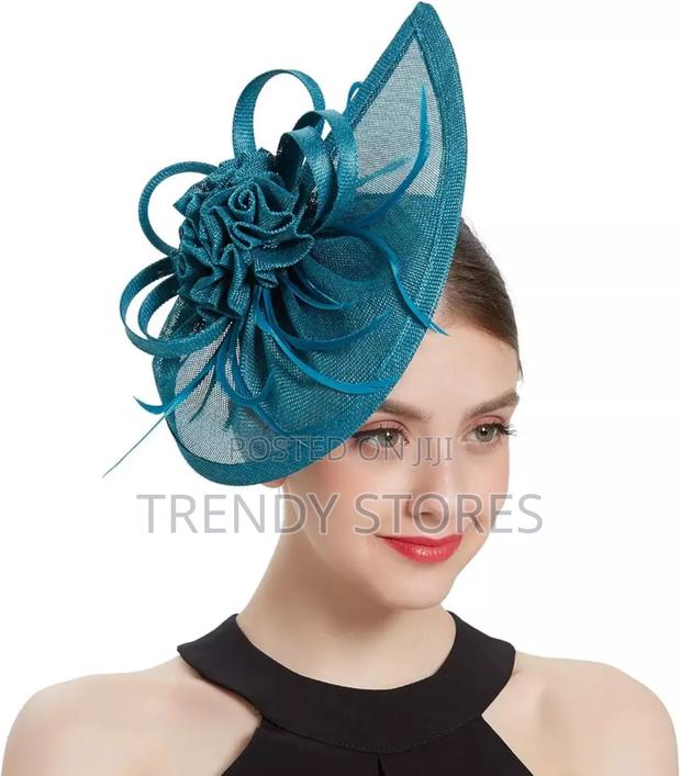 Turquoise Elegant Flower Fascinator - main view