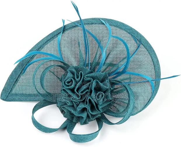 Turquoise Elegant Flower Fascinator - thumbnail 3
