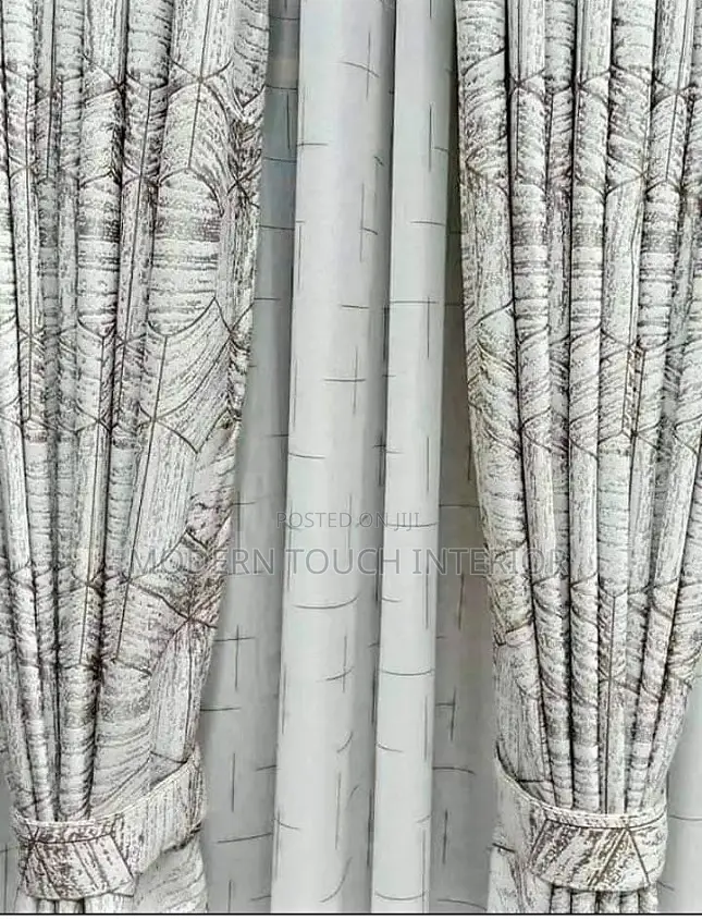 White Floral Printed Curtains