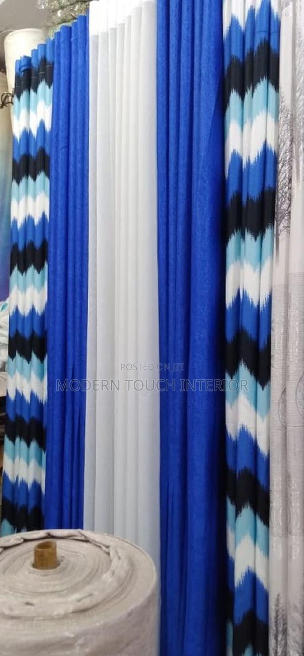 Blue Printed Window Curtains