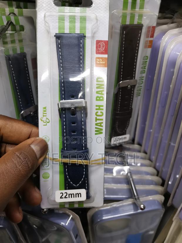 Genuine Leather Watch Straps 22mm-Navy Blue - main view