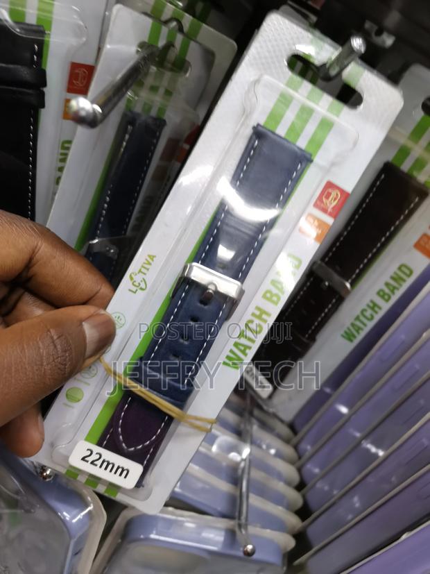 Genuine Leather Watch Straps 22mm-Navy Blue - thumbnail 3