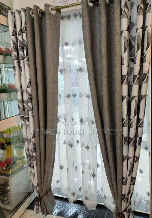 Brown Printed Cotton Curtains - main view