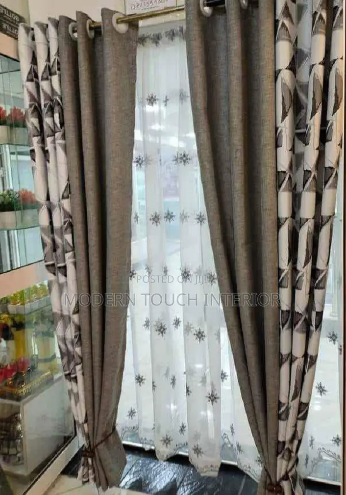 Brown Printed Cotton Curtains