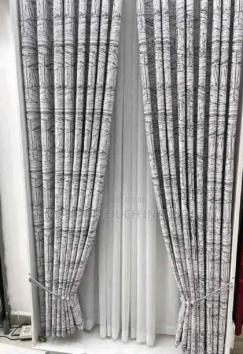 Textured White Patterned Curtains