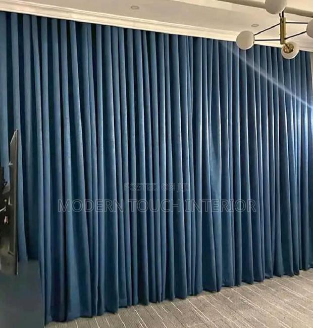 Navy Blue Linen Curtains - main view