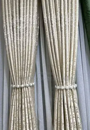Beige Printed Curtains