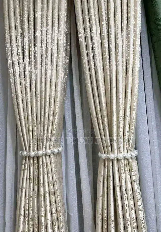 Beige Printed Curtains