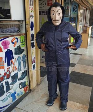 100💯 EVA PVC Navy Blue Rainsuit - main view